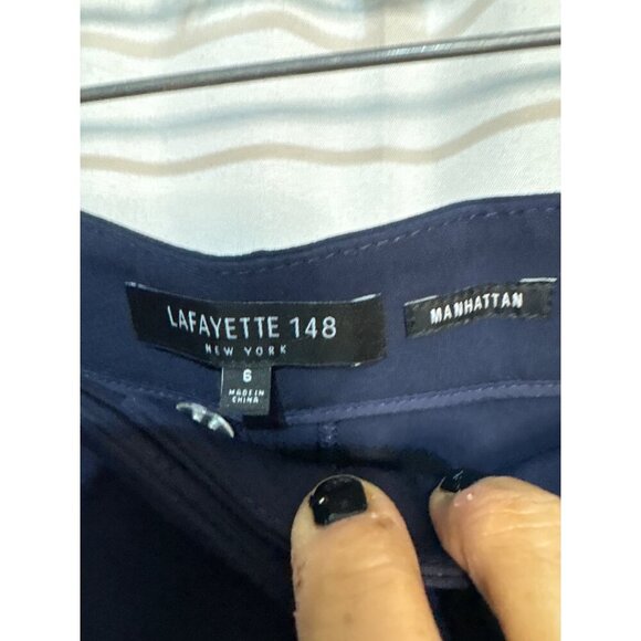 Lafayette 148 Navy Blue Manhattan Straight Leg Trousers Size 6 Womens Business C - Picture 5 of 7